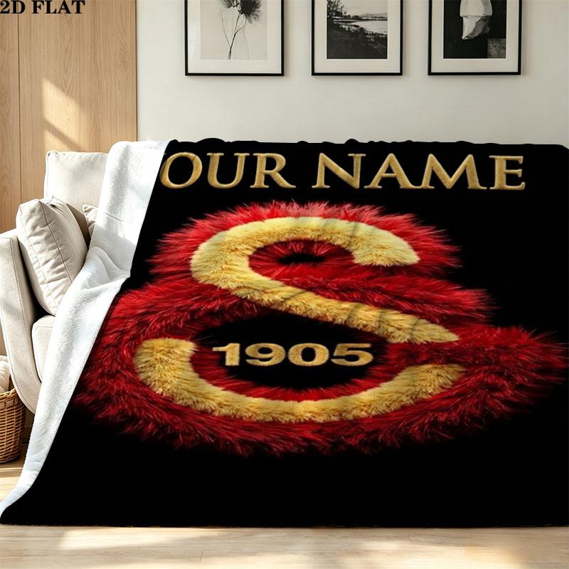 1PC Galatasaray S Custom Name Patterned Flannel Blanket Suitable For All Seasons for Home Decor Warmth and Comfort Gifts Holiday Present