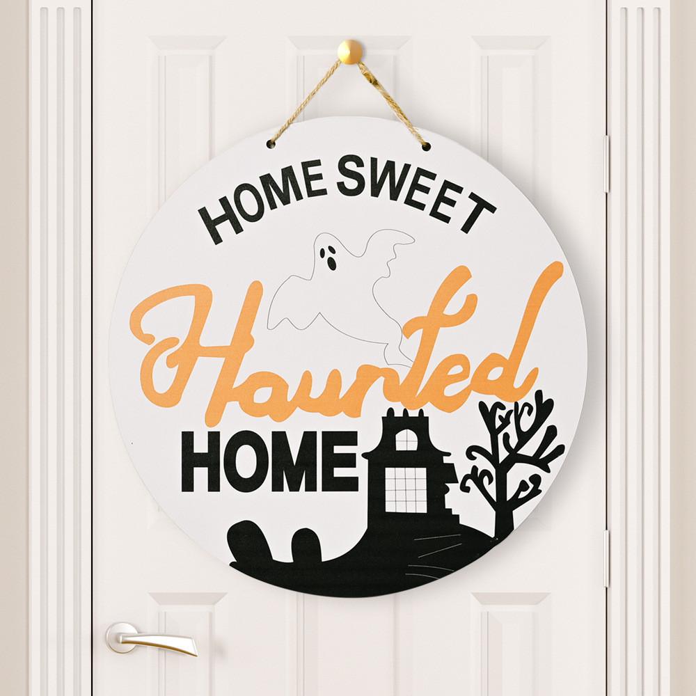 

Crafted Round Beautifully Wooden Sign For Halloween Featuring Enigmatic Spider Or Eerie Design Home Halloween House Sign