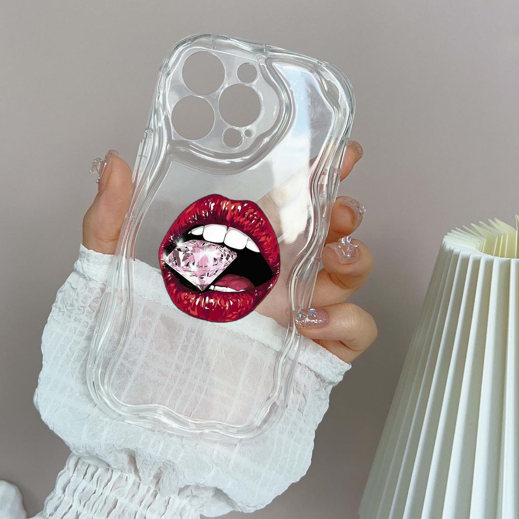 LZ20 Lips kiss design Clear Soft Wave Phone Cases for iPhone 15 13 Pro Max 12 mini 14 8 Plus XS Max XR 6 Protection Back Cover