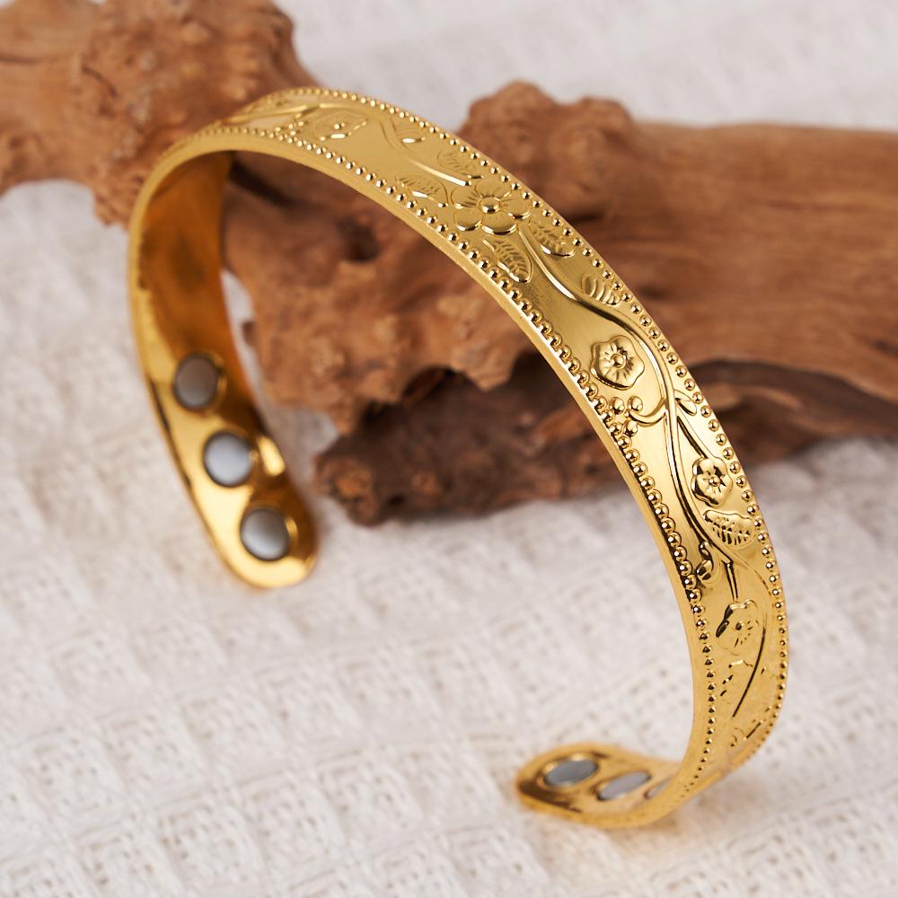Vintage Red Copper Magnetic Bracelet & Ring Set for Men and Women