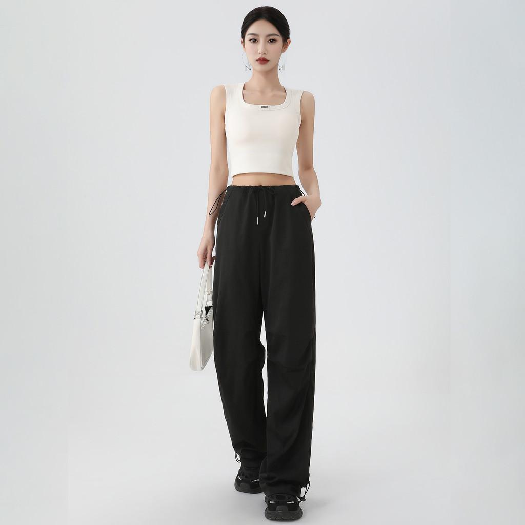 Tide Cool Cargo Pants For Women High Waist Loose Fit With Drawstring For Streetwear Style