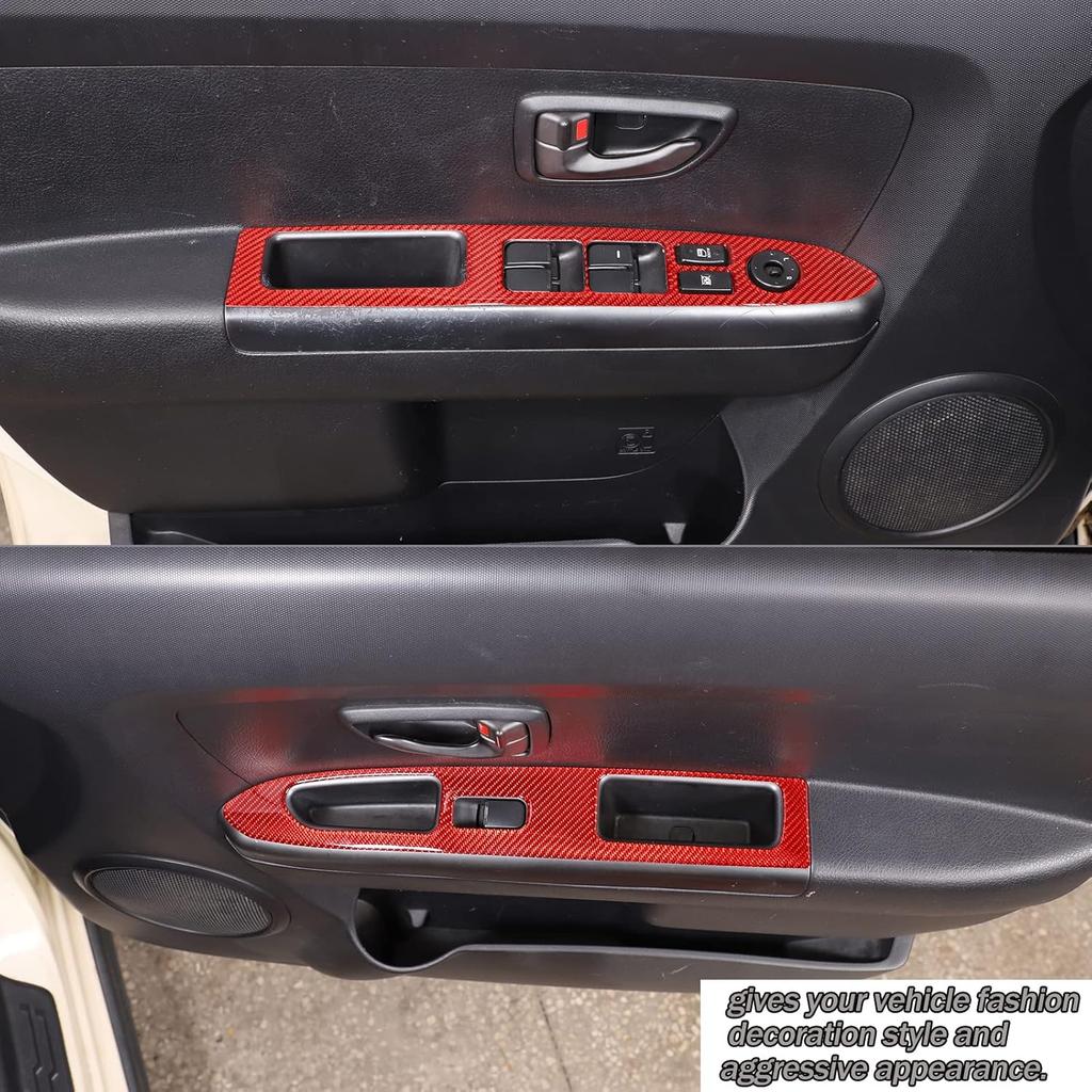 Lcojicep Car Carbon Fiber Sticker Compatible with Kia Soul 2009-2013 Real Red Carbon Fiber Sticker Decal Interior Trim Cover Accessories (Glass