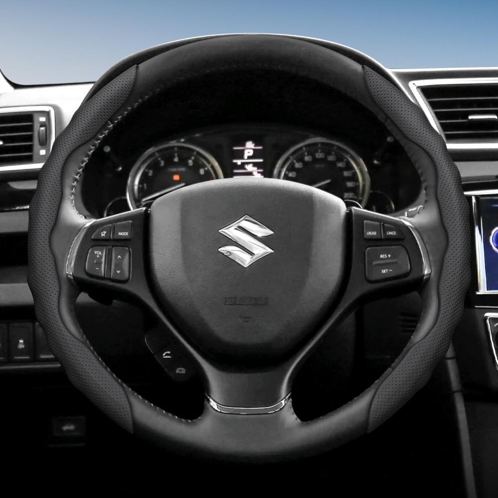 bpzsw1 Suitable for Suzuki Steering Wheel Covers with a Wavy Sports Design, Breathable Leather, Segmented Anti-Slip, for Models
