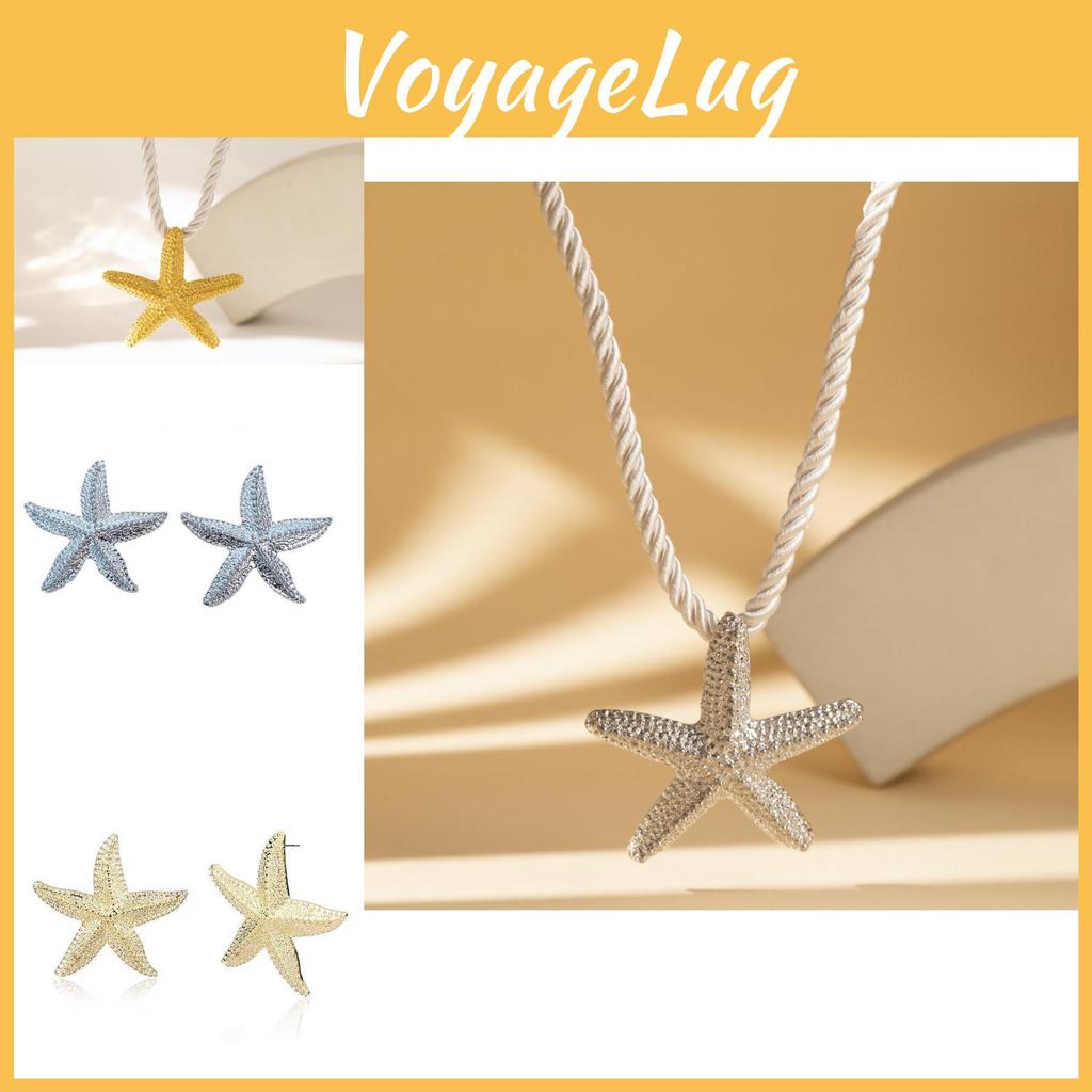 Elegant Gold Starfish Earrings Stylish Alloy Plated Summer Jewelry For Women