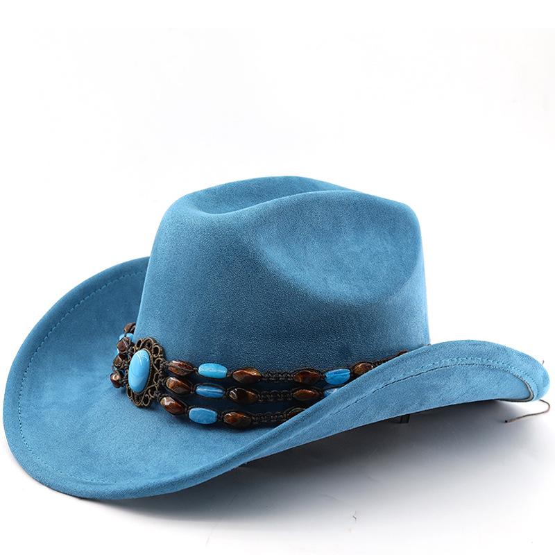 Suede Horse Riding Western Cowboy Hat For Men And Women Outdoor Travel Hat With Rolled Brim Ethnic Style Top Hat Felt Hat