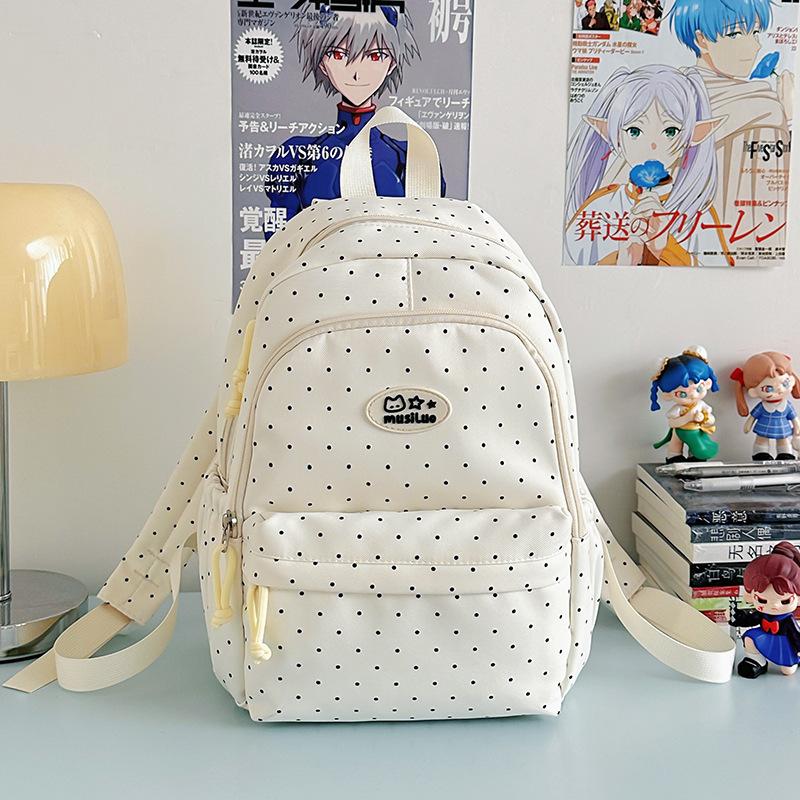 Schoolbag Small Fresh Sweet Cute Japanese College Wind Polka Dot Backpack Junior High School Students Casual Light Large Capacity Backpack
