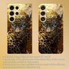 Golden Leopard Electroplated Glass Phone Case Suitable for Samsung Galaxy S26 S25 S24 S23 S22 S20 FE/Ultra/Plus Anti Drop