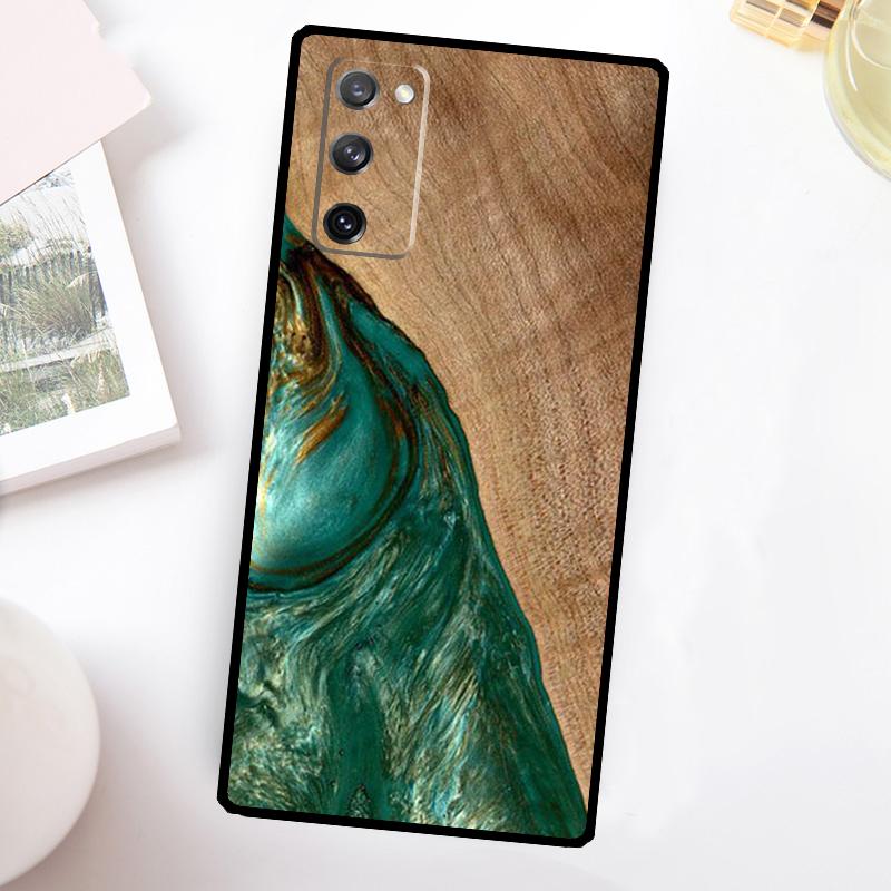 Hybrid Wood Resin Phone Case For Samsung Galaxy S23 S24 Ultra S22 S20 S21 FE Note 20 10 S8 S9 S10 Plus Cover