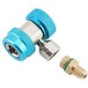 Quick Coupler R134A A/C Low Side Blue 90 Connector Air Conditioning Adapter with Extractor Valve Core, 1/4 Inch Male