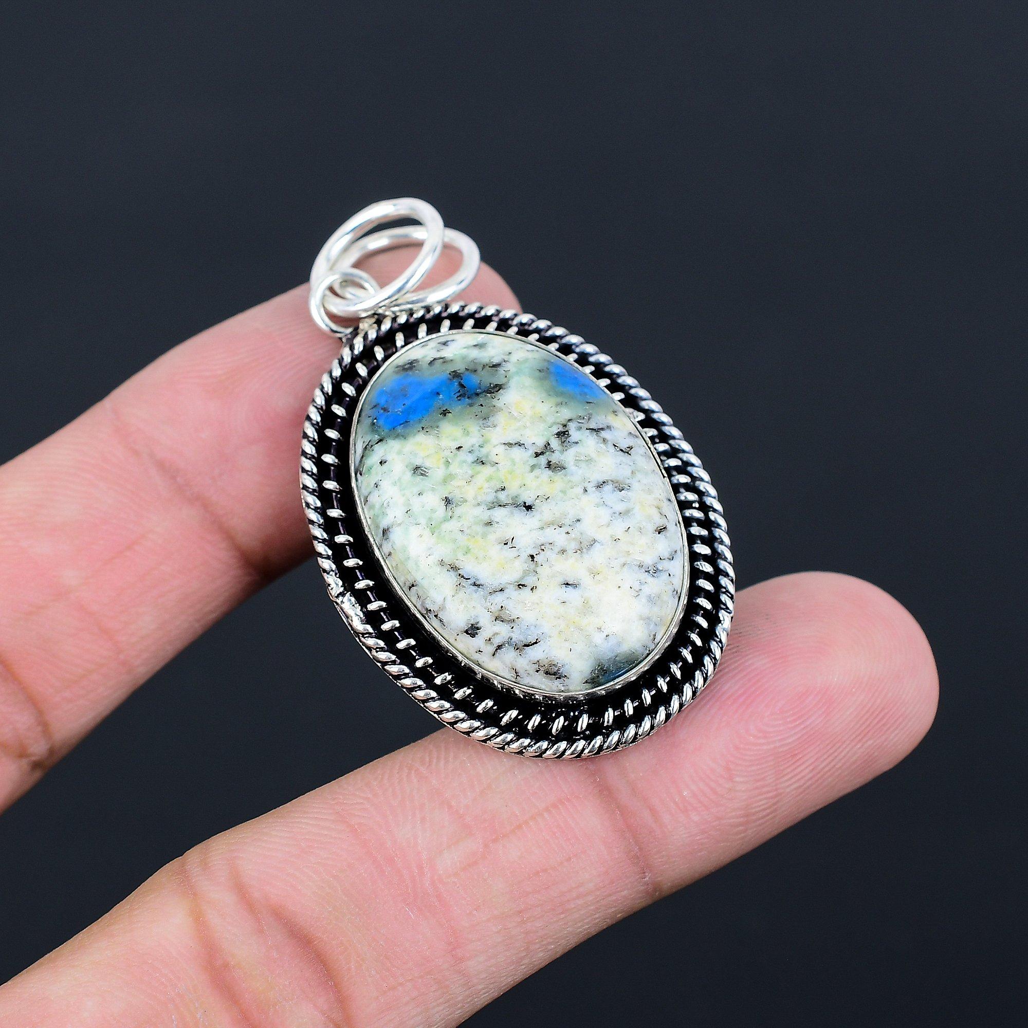 Oval Natural K2 Jasper 925 Sterling Silver Bezel Sister Elegant Birthday Pendant