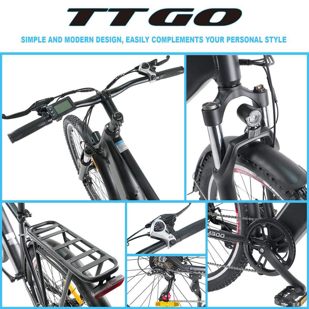 Elektrokolo TTGO M300 27,5" Pneumatiky 250W Motor 36V20Ah Baterie 25km/h Maximální Rychlost 100km Maximální Dojezd Senzor Točivého Momentu Shimano 7 Rychlostí