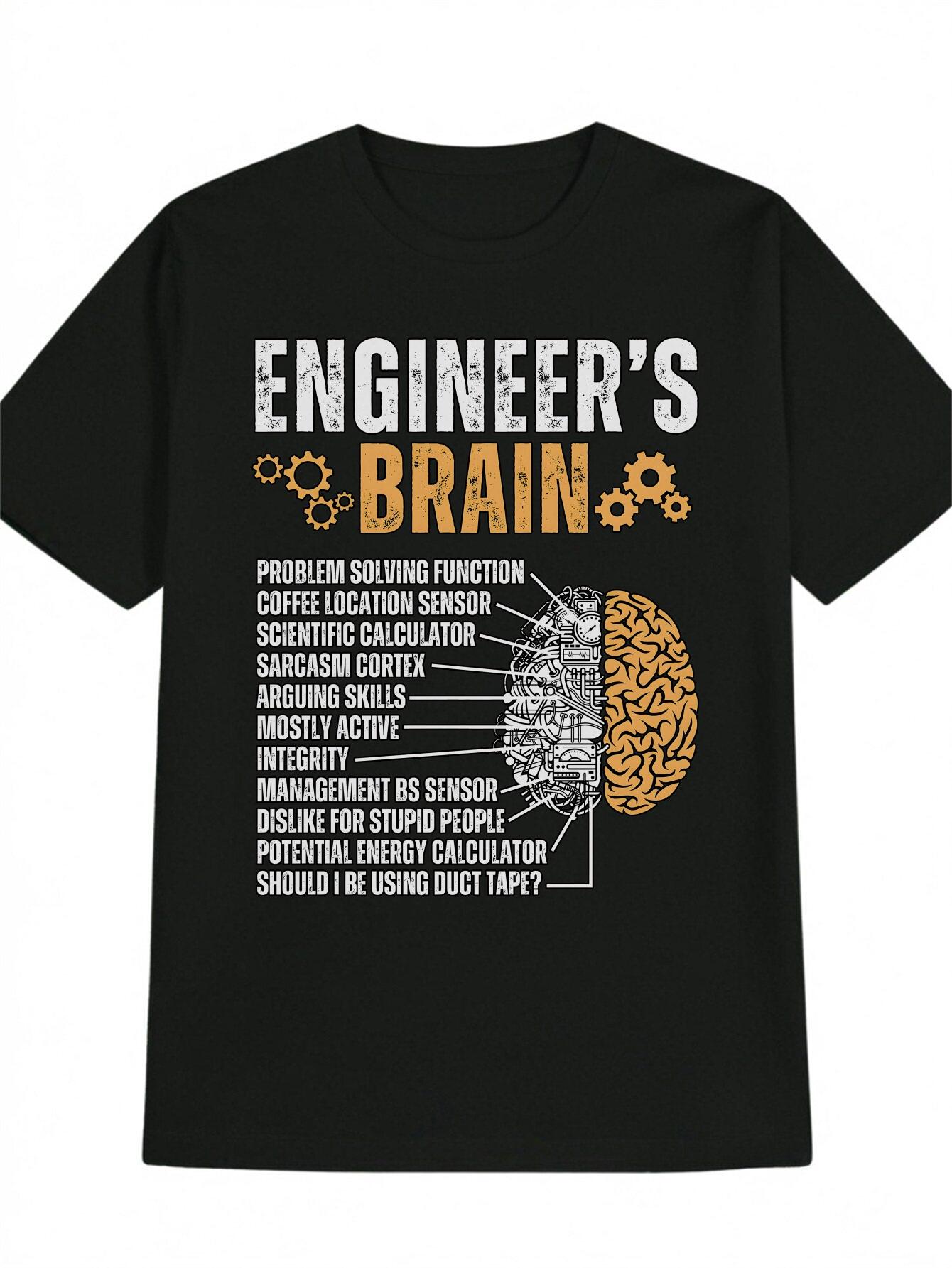 

Funny Engineer Gift T-shirt - Problem-Solving Jokes Print Tee (Black/Orange Design) - Lightweight Summer Shirt for Engineers XXL