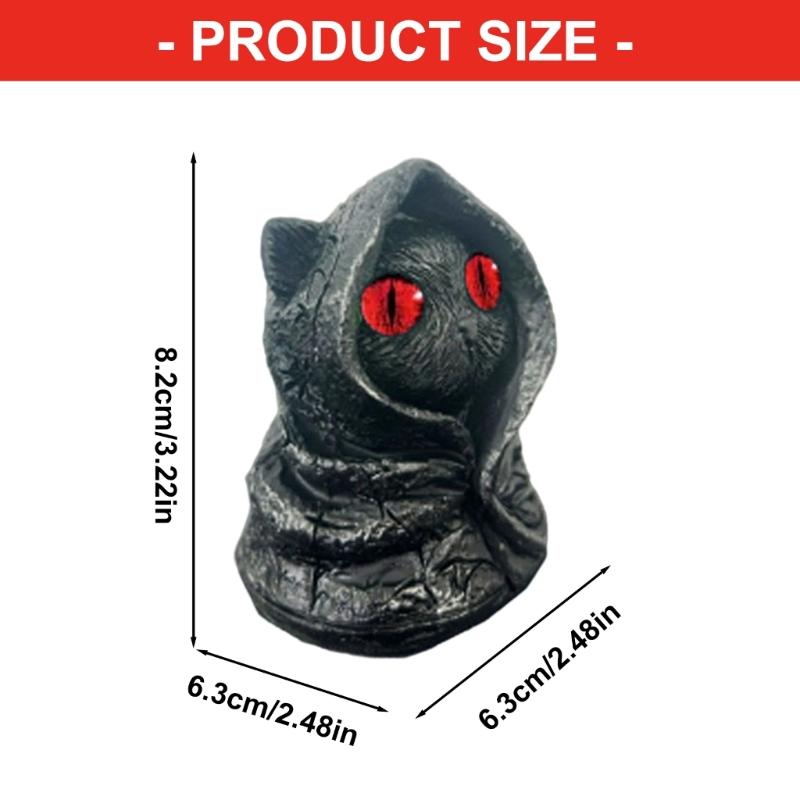 Mysterious Hooded Cats Fiqurines Gotik Black Cats Statue Halloween decors Whimsical Kitten Sculpture Shelf Accent Gift