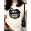 Sommer Sporty T-shirts Læbetrykket Dametøj Kortærmet Rundhalset T-shirts Sjov Kvinde T-shirt Vintage Unisex Toppe