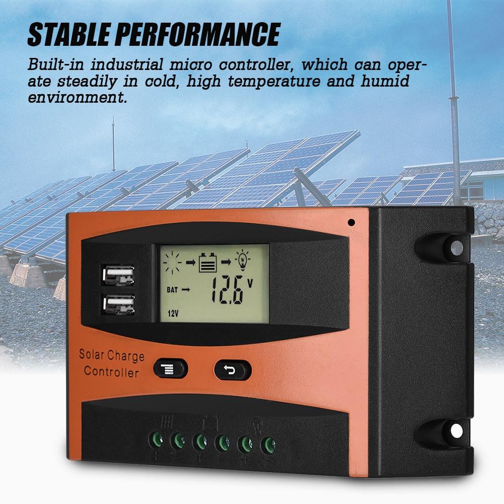 30A 50V Dual USB LCD Pantalla Inteligente PWM Panel Solar Controlador de Carga IP32 Impermeable