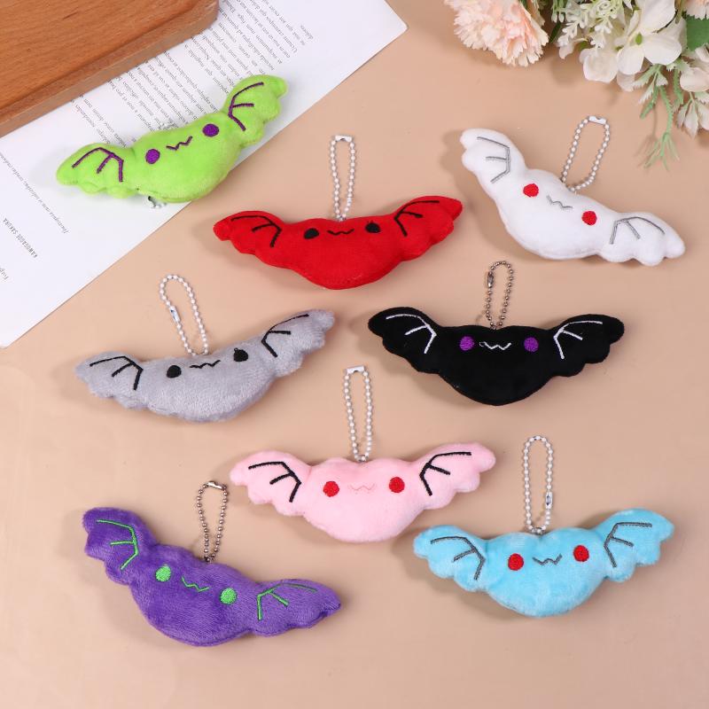 2 Stück Niedliche Stoffplüsch Fledermaus Schlüsselanhänger Halloween Mini Plüschpuppe Taschenanhänger Mehrfarbig Schlüsselzubehör Geschenk