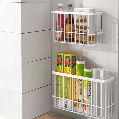 Cabinet Door Organizer Adhesive Storage Rack Inside Cabinet Kitchen Wall Mounted Pantry Caddy Hanging Storage Basket for Fridge Bathroom Organization