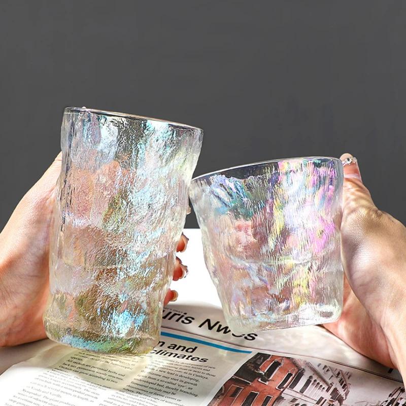 300ml/380ml Modern Colorful Glass Cup Juice Tea Cold Drink Cups Cocktail Glass Drinking Glasses Glacier Wine Glass Holiday Gifts