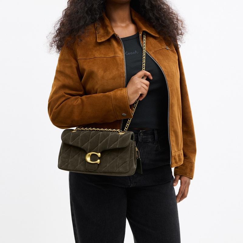 Coach Tabby 26 Bronze Hardware Split Leather Crossbody Shoulder Bag Medium Women's Olive Green