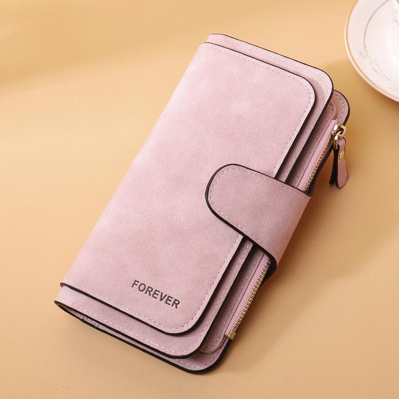 Korean Women's PU Leather Frosted Clutch: Multi-Purpose Long Wallet & Large Capacity Card Holder