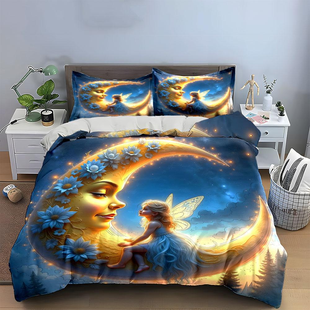 Fairy Moonlight Decorative Set Multiple Sizes Kid'S And Adults' Bedroom Exquisite 3Pc Bedding Set, Gift