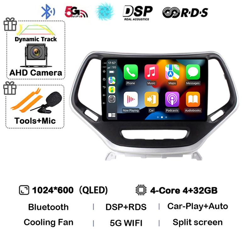 Android 14 Carplay Auto WIFI+4G Pentru Jeep Cherokee 5 KL 2014 2015 2016 2017 2018 GPS Radio Auto Multimedia Player Video Stereo