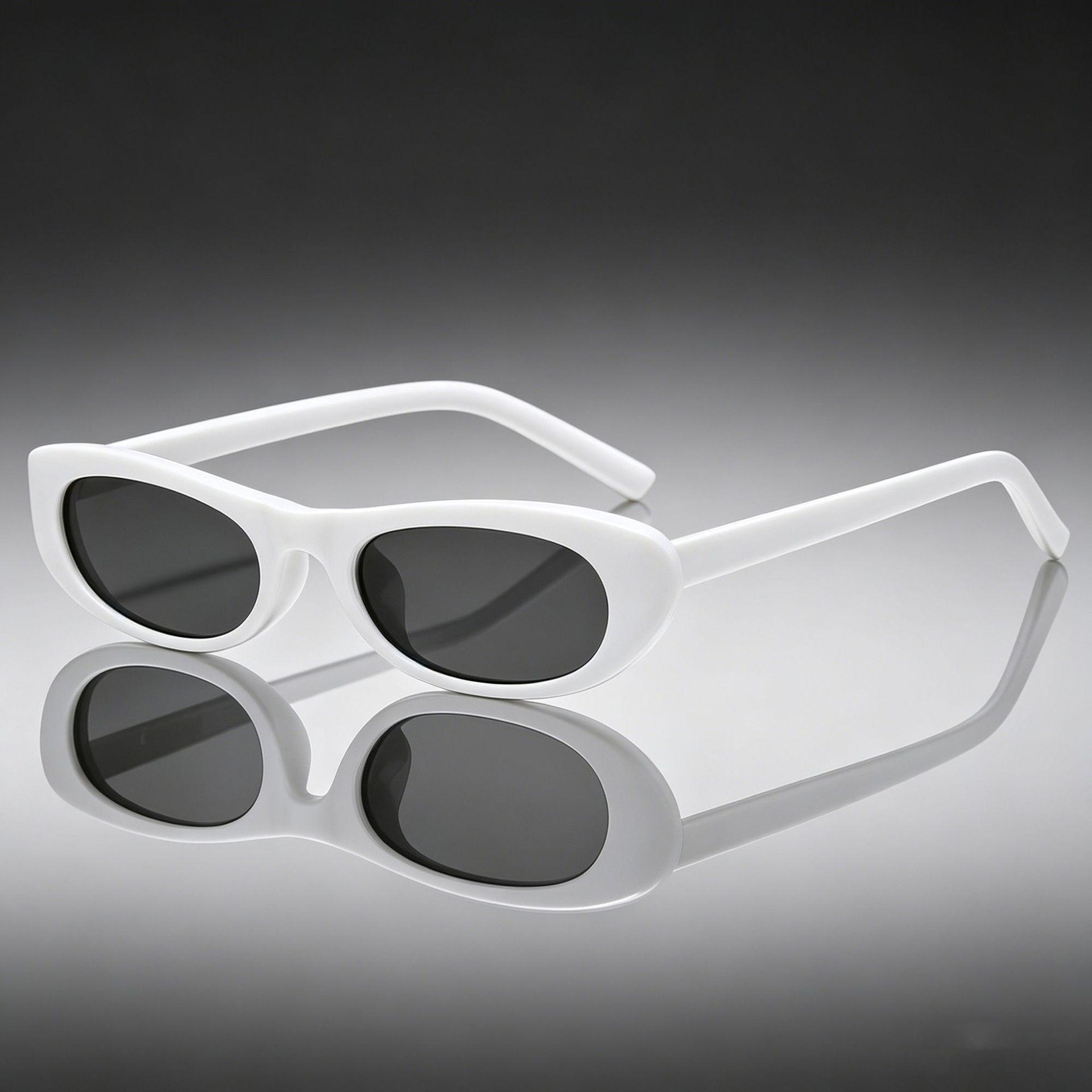 European & American Style Cat Eye Sunglasses - Fashionable, Versatile, Narrow Frame for Women серый