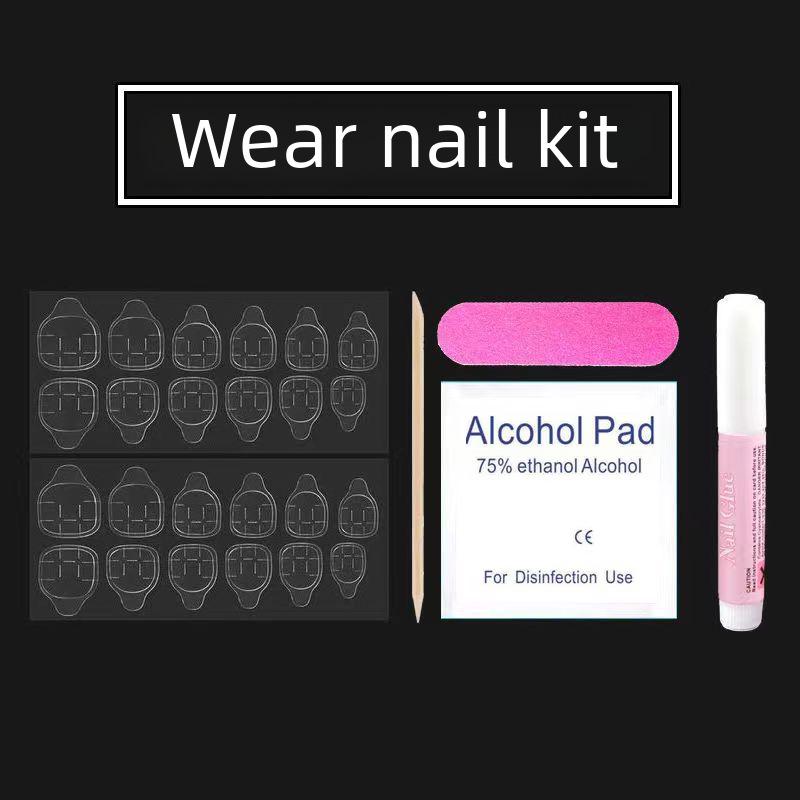 Wearable Nail Art Kit: Includes Double-Sided Jelly Glue, Nail File, and Alcohol Wipes.