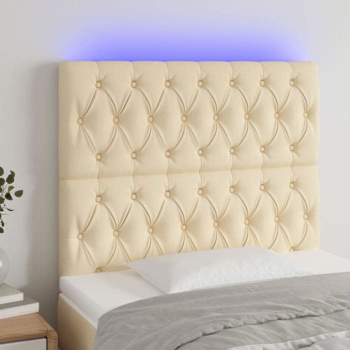 VidaXL Tête de Lit à LED Meuble de Chambre à Coucher Accessoire de Lit Simple Tête de Cadre de Lit Intérieur Crème 3122755