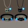 Niedliche Cartoon Katze mit großen Augen Leuchtarmbänder Leuchten im Dunkeln Fluoreszierendes Anhängerarmband für Frauen Paar Freundschaftsschmuck