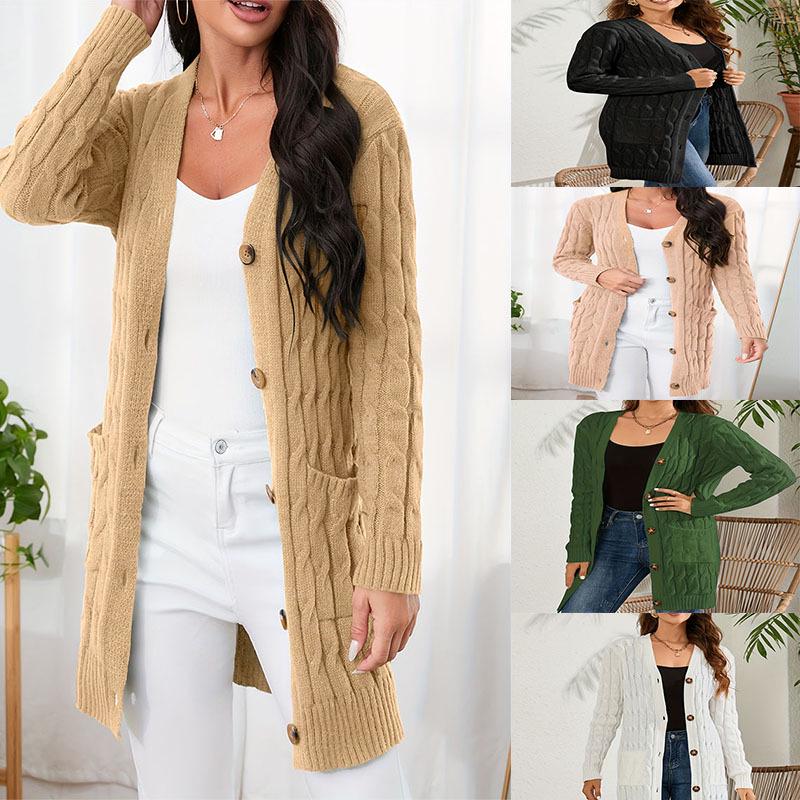 Women's Cable Knit Cardigan - Autumn/Winter Button Sweater