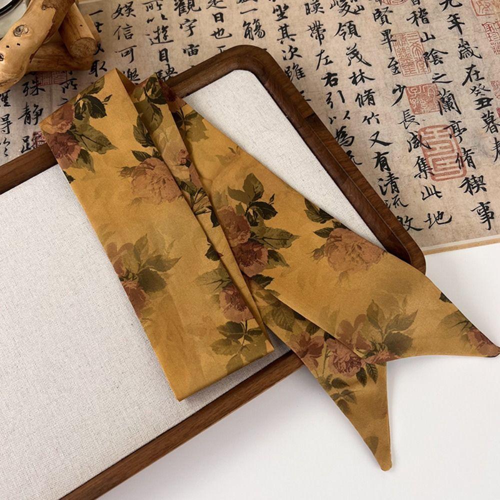 Hair Tie Ink Painting Silk Scarf Long Ancient Hair Band Ancient Style Long Silk Scarf  Headband
