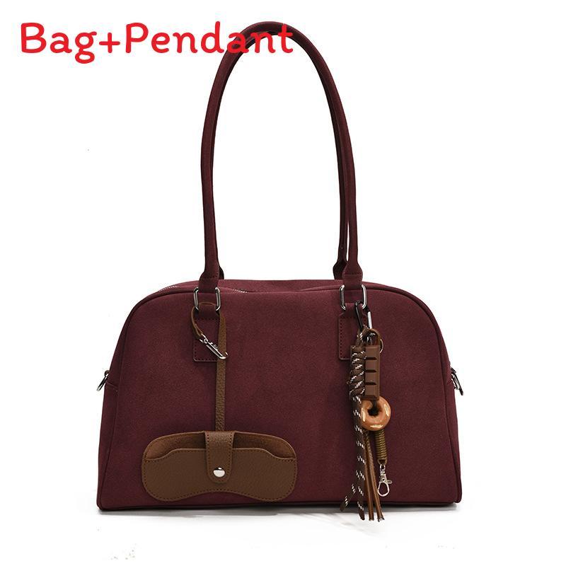 Boston Style Handbag Small Pu With Seaming Details For Work Or Casual