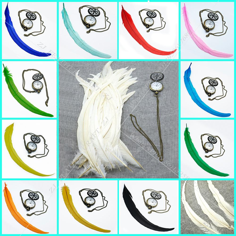 100 Stück 25-45 cm Naturgefärbte Hahnenfedern Karneval Hühnerfeder Federbusch Für DIY Handwerk/Kleid/ Partydekoration