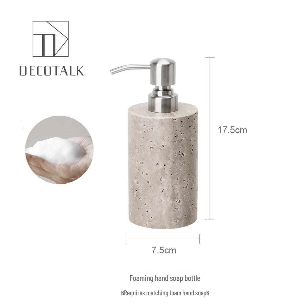 Set da Bagno Travertino Grigio Argento Wabi-Sabi: Vassoio e Decorazione per Lavabo.