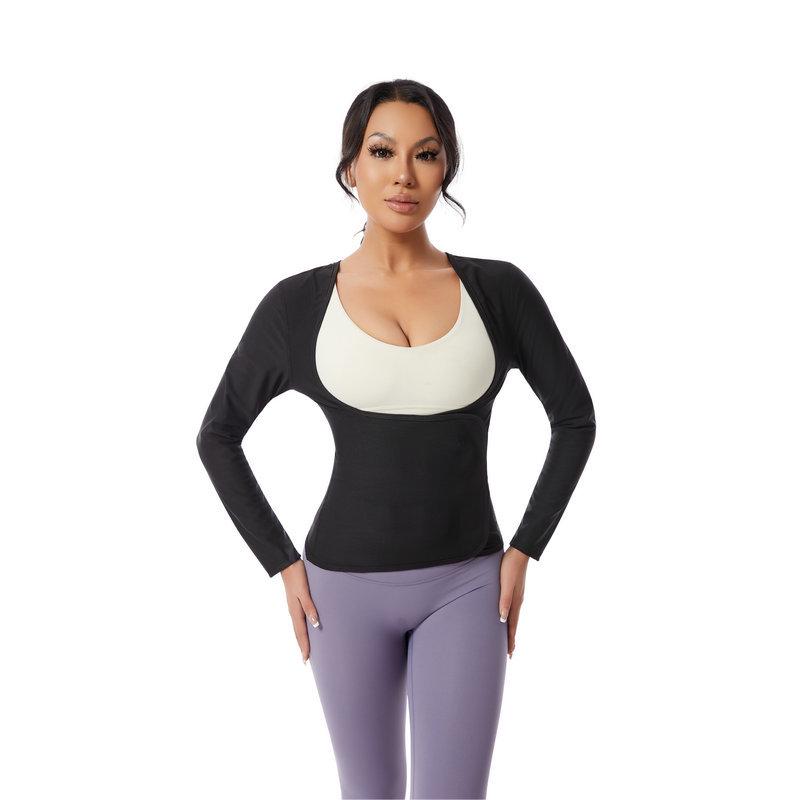 Women's Waist-Cinching Long-Sleeve Body Shaper Sweat Suit for Fitness and Yoga