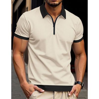Summer Polo-neck Casual Fashion Patchwork Tee Male Short Sleeve Top Men Pullover T-shirt Men's Clothing
