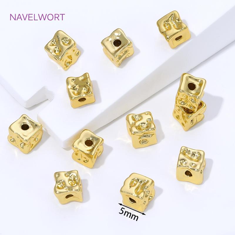 

4/8Pcs Brass Spacer Beads 18K Gold Plated Irregular Loose Beads,Separators For Beads,DIY Beading Jewelry Making Accessories 4 Pieces