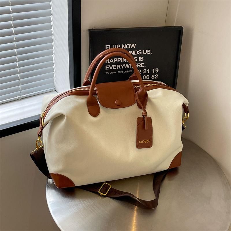 Schoolbag Women's Green New Large-Capacity Casual Waterproof Canvas Handbag Trendy Fashion Lightweight Luggage Bag Shoulder Crossbody Fitness Bag