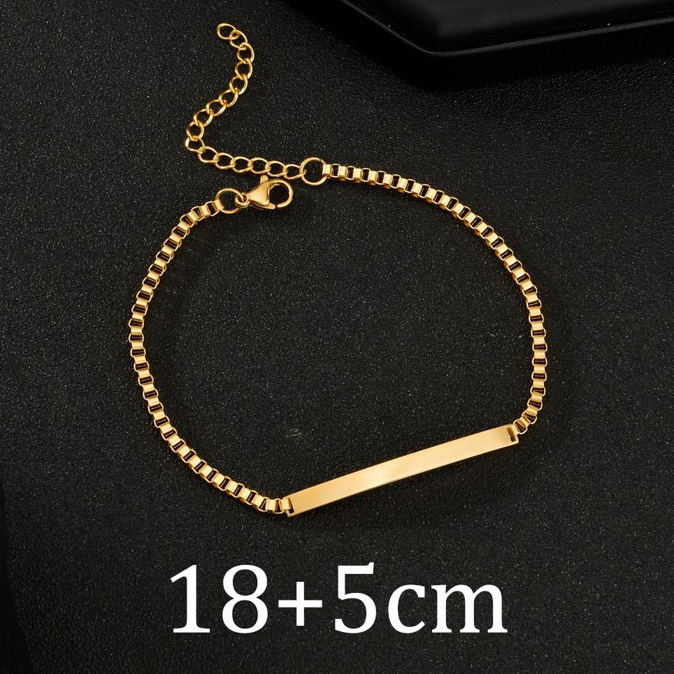 Atoztide Personalized Engrave Name Date Bracelet Set Stainless Steel For \Women Men Adjustable Link Cuban Chain Jewelry Gift