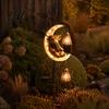 Rustic Farmhouse Holiday Decor Highland Cow Moon Solar Garden Light Christmas Metal Gift for Lovers Stake Powered Outdoor Yard Lawn Path Decoration