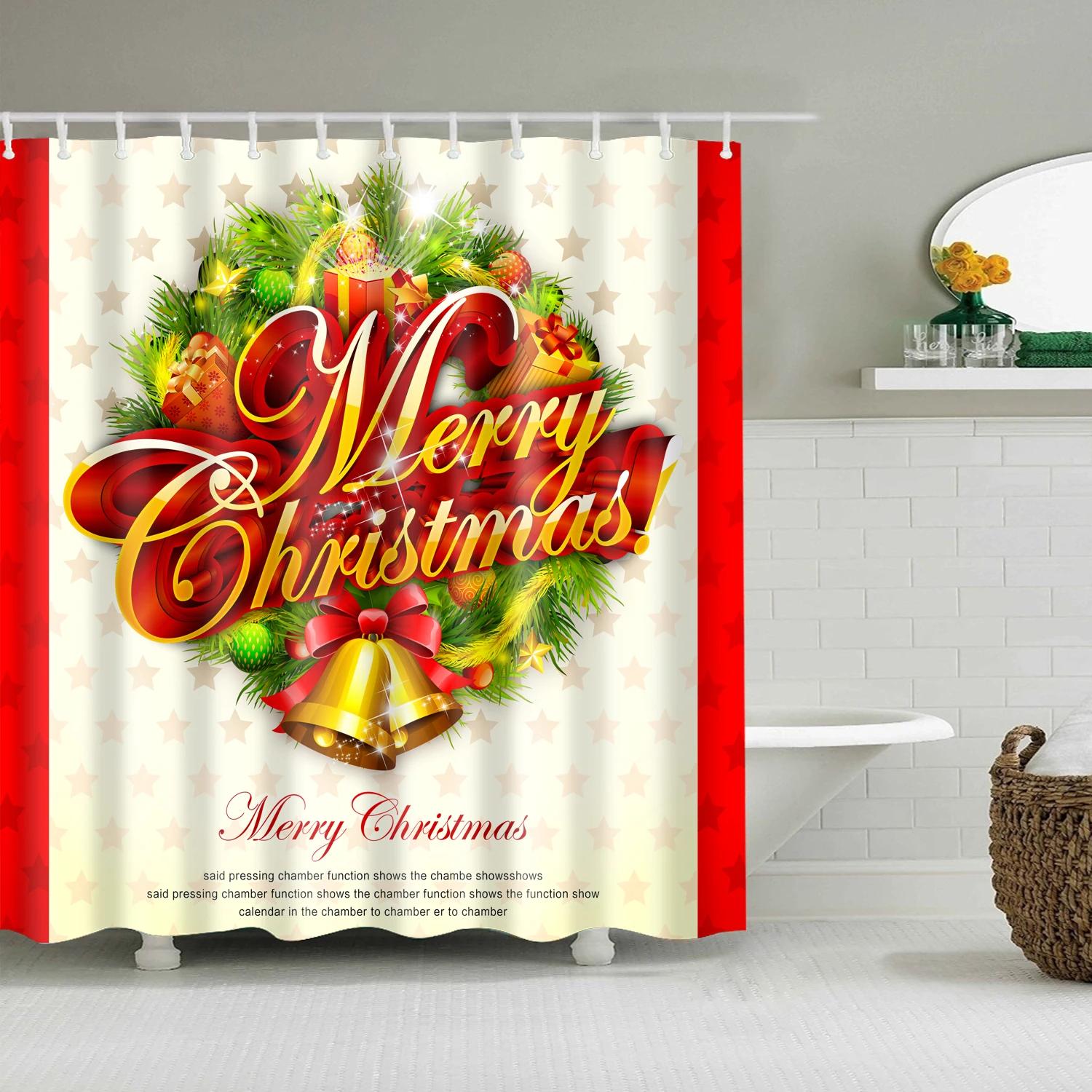 

С Рождеством Рождественские шторки для душа Новогодний Санта Декор для ванной Занавеска для ванны Мультяшный снеговик лось Занавески для ванной 90*180cm