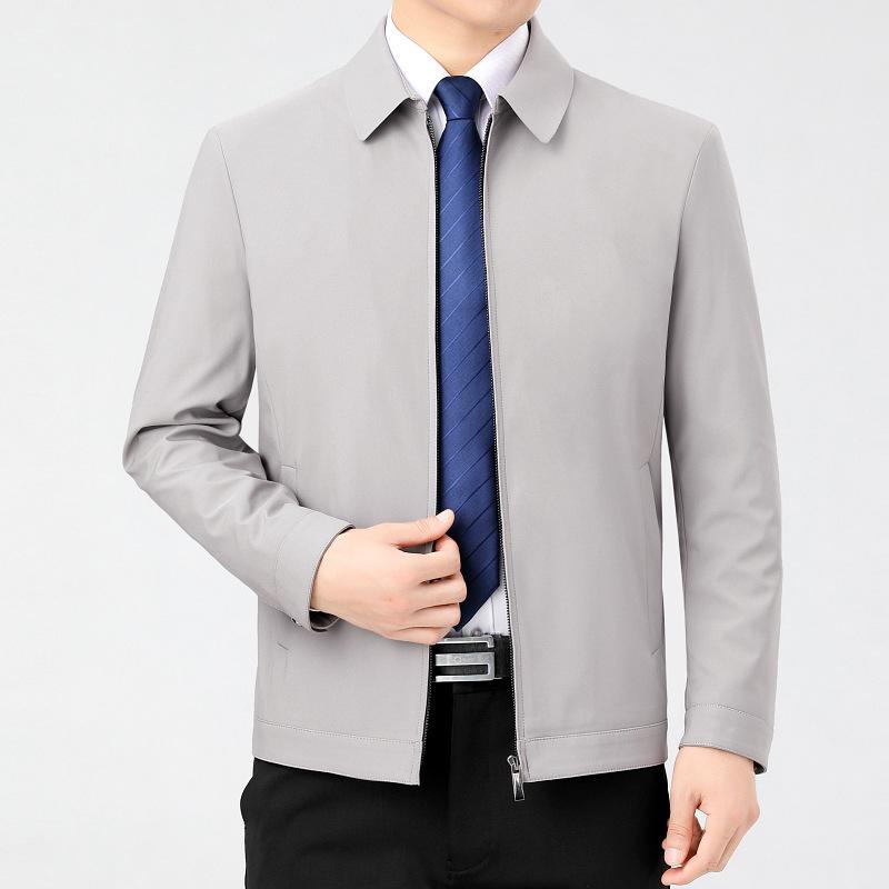 Business Casual Lapel Jacket, Middle-aged Men's Thin Coat, Daddy Attire, Cadre Spring and Autumn Administrative Iron-free Jacket