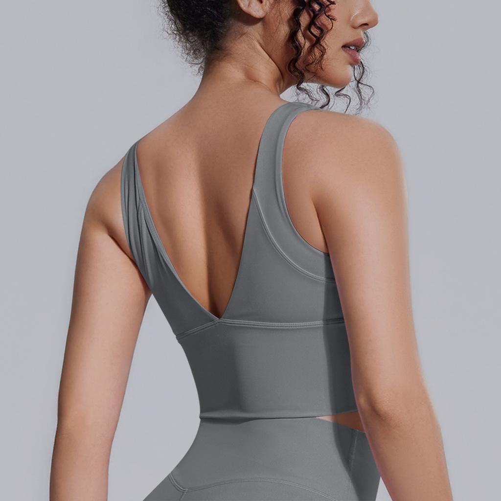 Solid Color High-intensity Yoga Vest Chest Pad Shock-proof Sports Bra Breathable Push-up Running Fitness Bra For Women