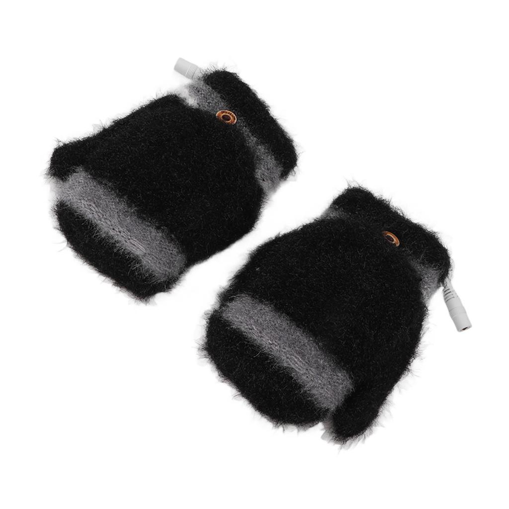 Electric USB Heated Gloves Double Side Heating Keep Warm Fingerless Hands Gloves Mitten with Cover