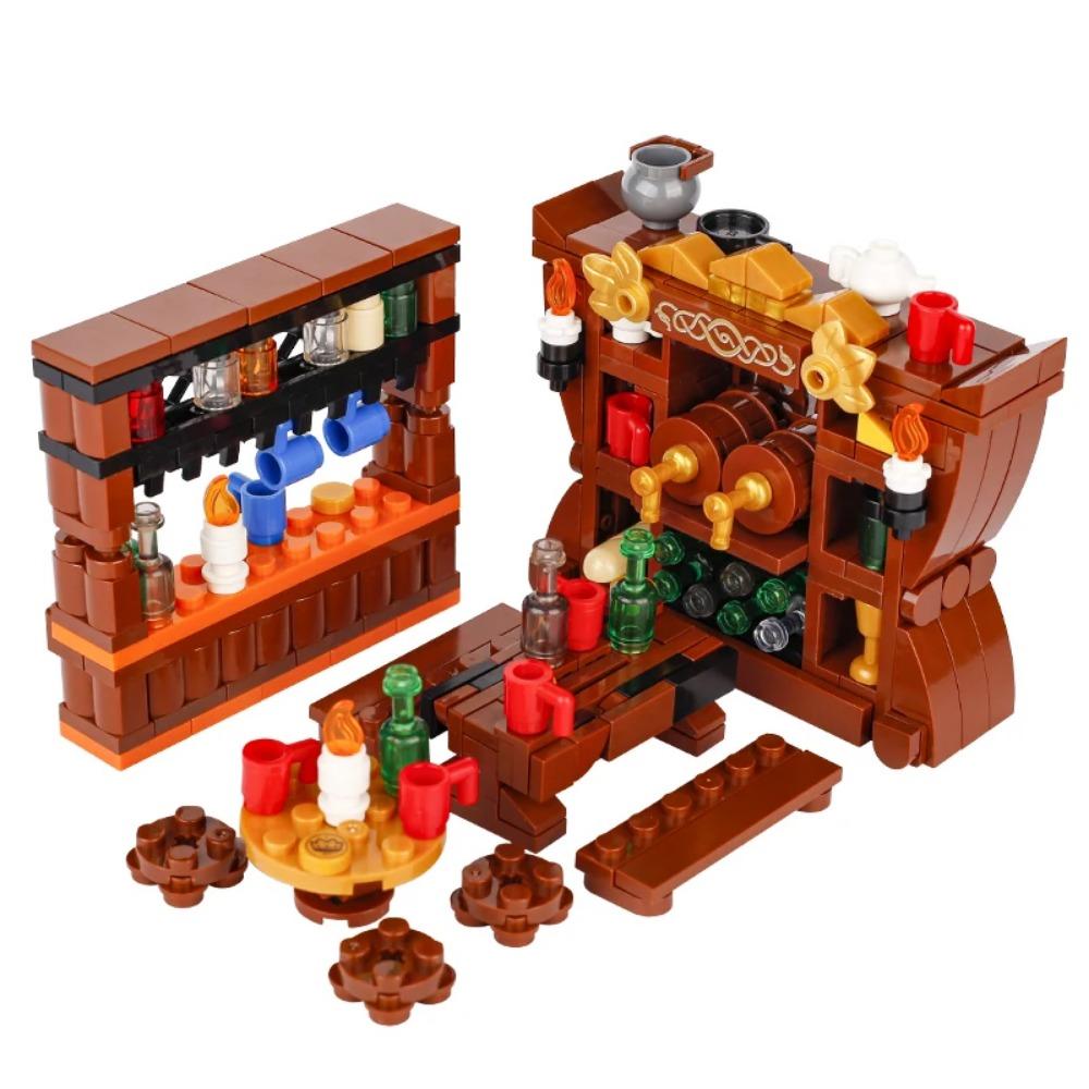 MOC Notice Board Building Blocks Bee Farm Fountain Bonfire Stove Medieval Town Street View Water Wall Bridge Road Sign Brick Toy