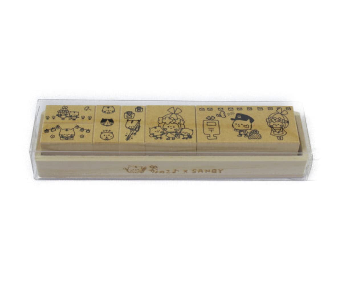 Sanbi Kayonoko Stamp Set Ribbon and Cat CLBS-kayo