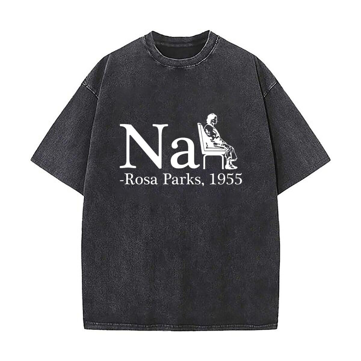 Rosa Parks Na Civil Rights Art Graphic Retro Washed Short Sleeve Baggy Streetwear Tops for Summer Vacations S