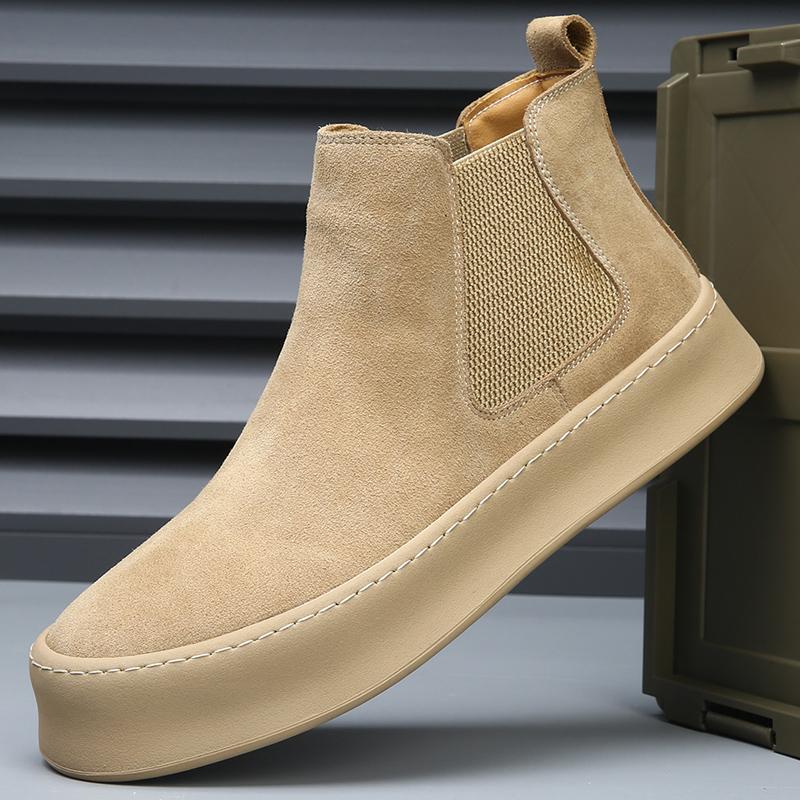 Fashion Ankle Boot New Arrival Men's Chelsea Suede Leather High Tops Shoes Male Walking Sneakers Footwear Zapatos Hombre