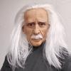 Realistic Full Head Latex Mask with Beard for Men Long White Hair Halloween Costume Party Prop Old Man Cosplay Headgear